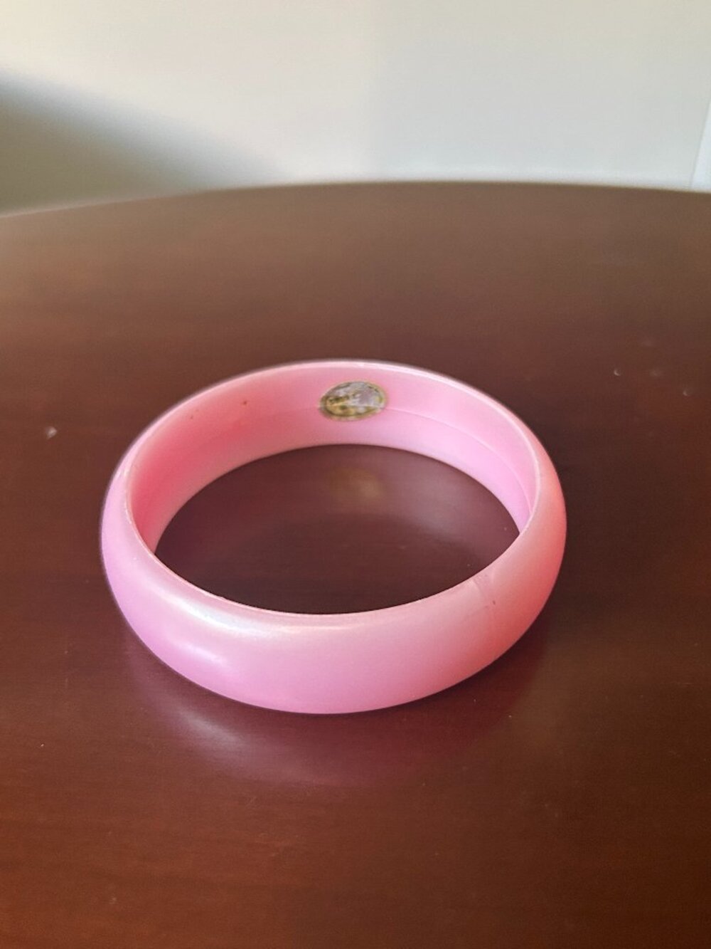 Vintage Pink Moonglow Lucite Bangle Bracelet | 1970s Pastel Stackable Bracelet |